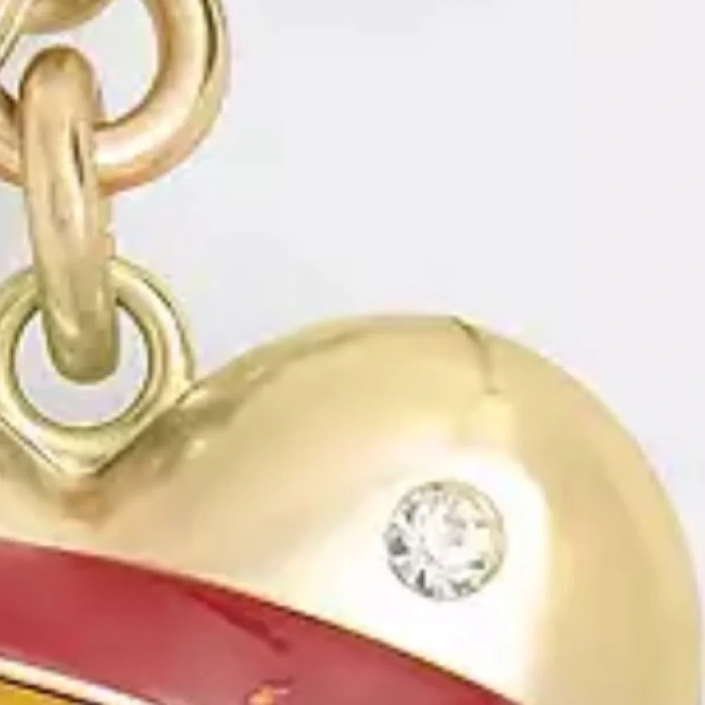 Coach heart bag charm key fob keychain brass and enamel NWT